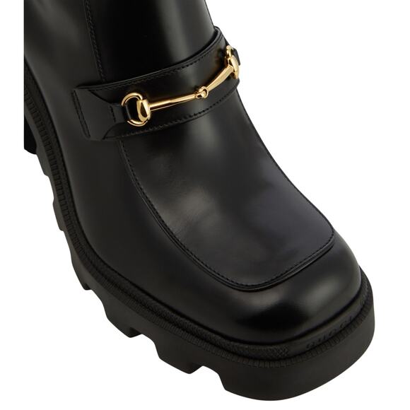 Gucci Horsebit Bootie 37/ US 7 Black Leather Platform Ankle Boots NIB $1,590 - Picture 3 of 15